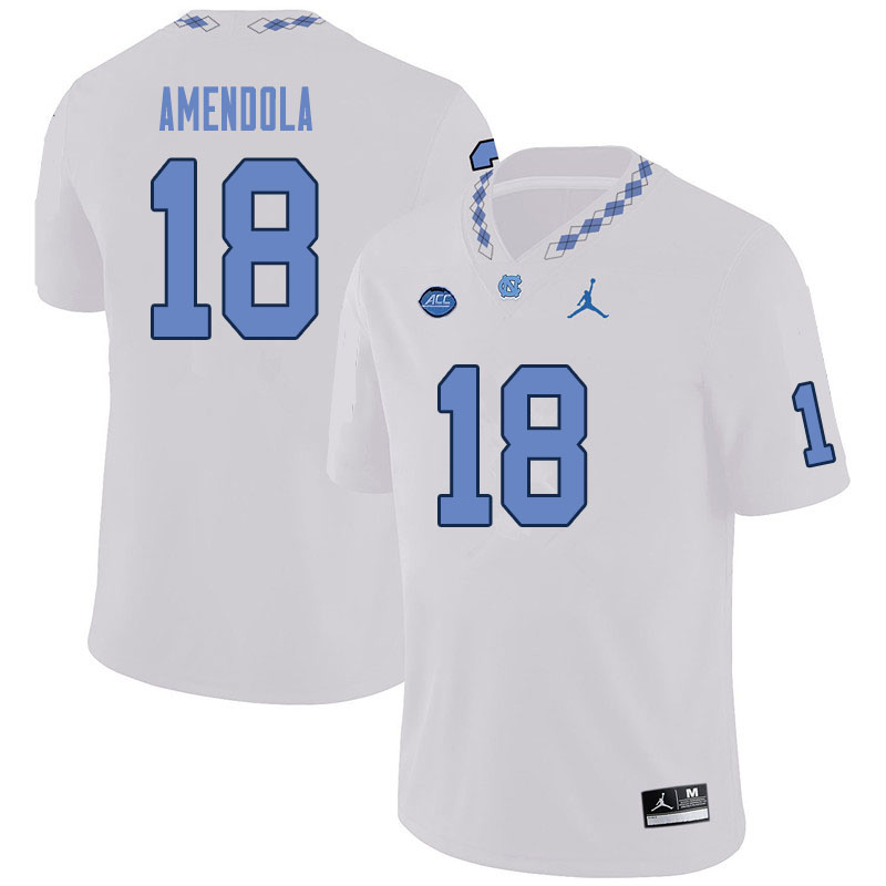 Men #18 Vincent Amendola North Carolina Tar Heels College Football Jerseys Sale-White